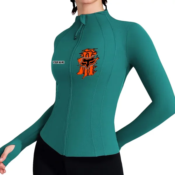 Fox Racing Women's Tracksuit Jacket Slim Fit Long Sleeved Fitness Coat Yoga Tops MTTWAJ007