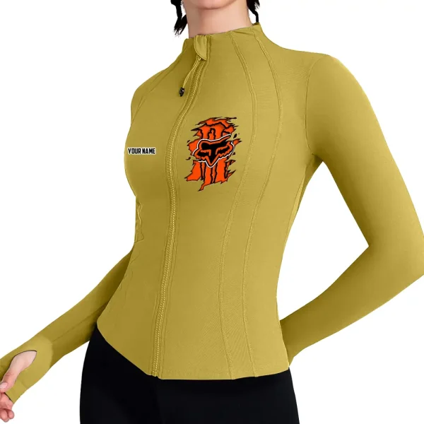 Fox Racing Women's Tracksuit Jacket Slim Fit Long Sleeved Fitness Coat Yoga Tops MTTWAJ007
