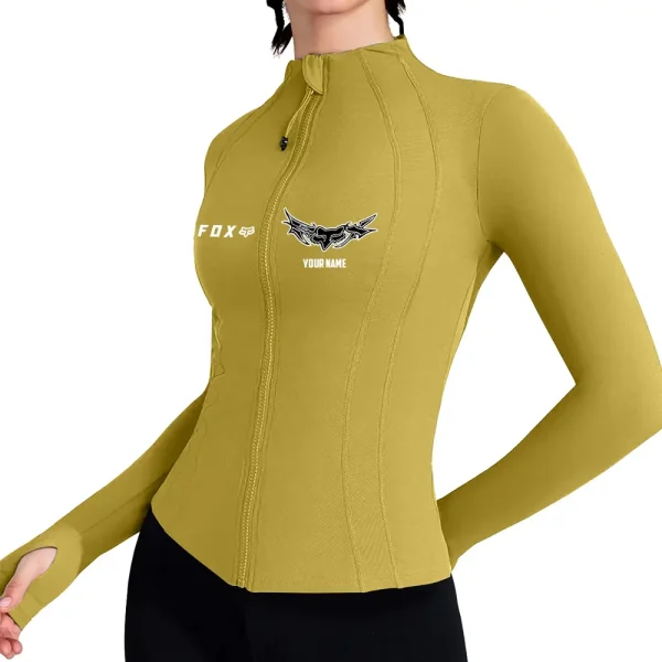 Fox Racing Women's Tracksuit Jacket Slim Fit Long Sleeved Fitness Coat Yoga Tops MTTWAJ009