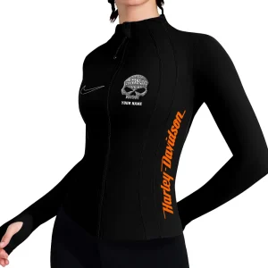Harley Davidson Women's Tracksuit Jacket Slim Fit Long Sleeved Fitness Coat Yoga Tops MTTWAJ013
