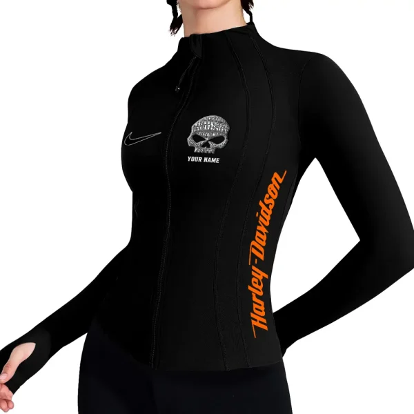 Harley Davidson Women's Tracksuit Jacket Slim Fit Long Sleeved Fitness Coat Yoga Tops MTTWAJ013
