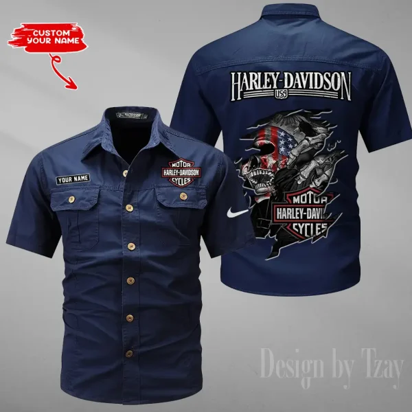 Harley Davidson Summer Men's Wear Short Sleeve Cotton Military Travel MTTCCS009 - Image 3