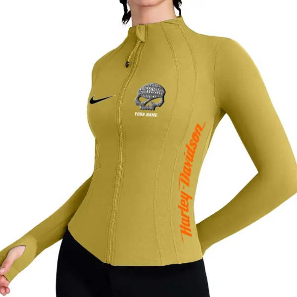 Harley Davidson Women's Tracksuit Jacket Slim Fit Long Sleeved Fitness Coat Yoga Tops MTTWAJ013