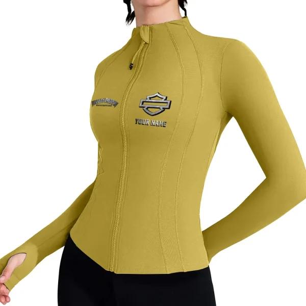 Harley Davidson Women's Tracksuit Jacket Slim Fit Long Sleeved Fitness Coat Yoga Tops MTTWAJ014