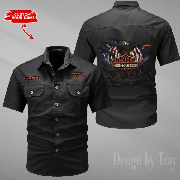Harley Davidson Summer Men's Wear Short Sleeve Cotton Military Travel MTTCCS018 - Image 2
