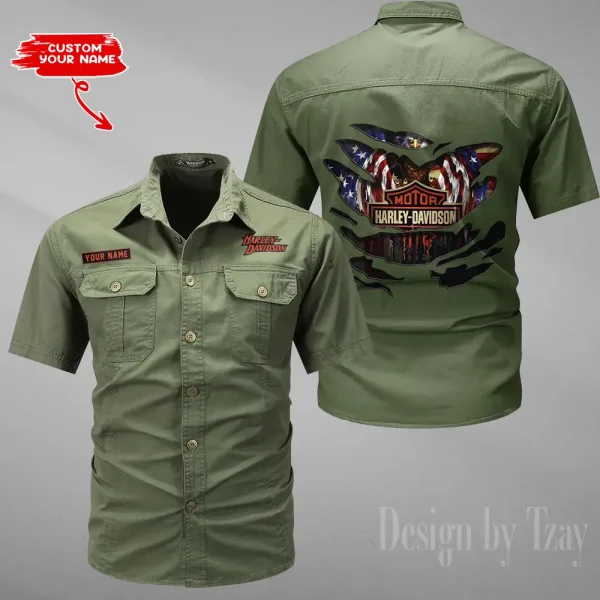 Harley Davidson Summer Men's Wear Short Sleeve Cotton Military Travel MTTCCS018 - Image 5