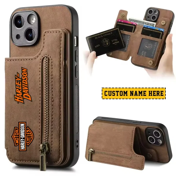 Harley Davidson Luxury Magnetic Holder Leather 4 Card Slots Cover MTTCLWPC004
