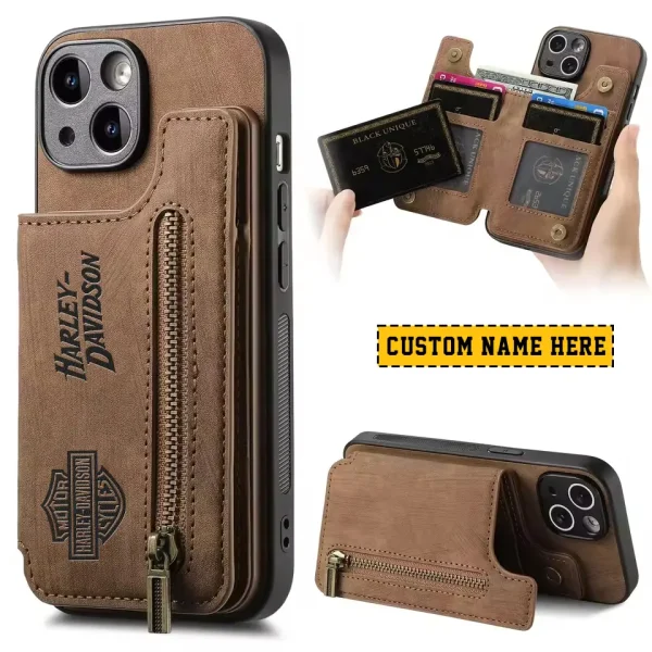 Harley Davidson Luxury Magnetic Holder Leather 4 Card Slots Cover MTTCLWPC005
