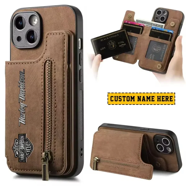 Harley Davidson Luxury Magnetic Holder Leather 4 Card Slots Cover MTTCLWPC007